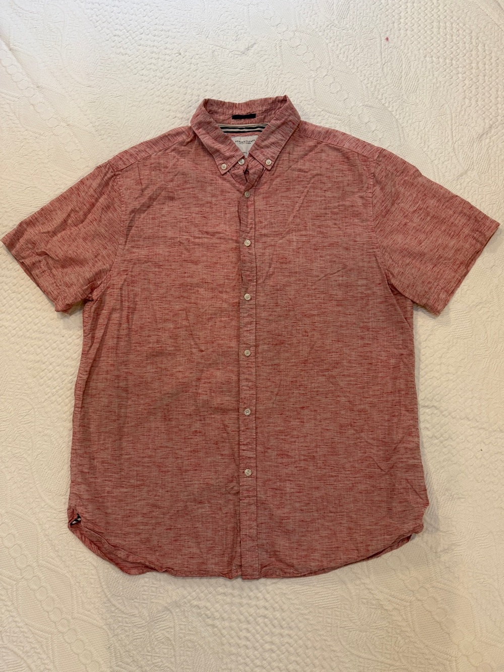Ricky Singh Denim And Flower Red Chambray Short Sleeve Collared Shirt Menās S